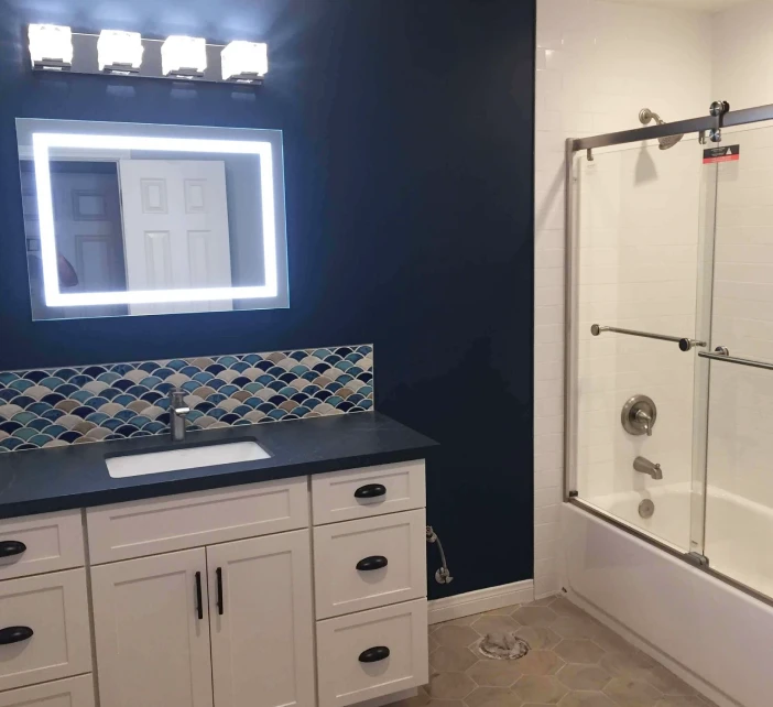 blue bathroom